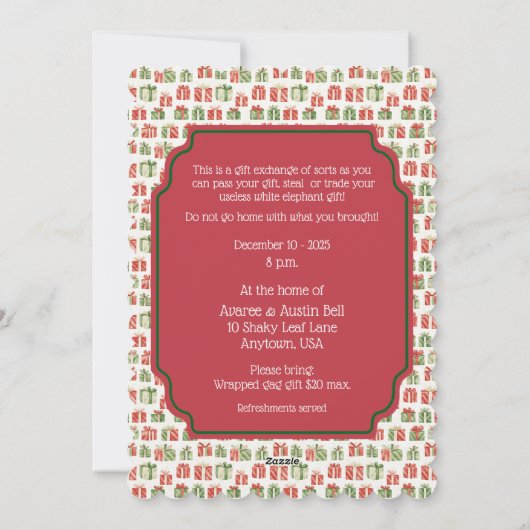 Witte olifant kerstfeest uitnodiging (Achterkant)