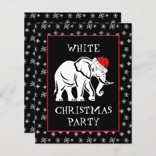 Witte olifant kerstfeest uitnodiging (Voorkant / Achterkant)