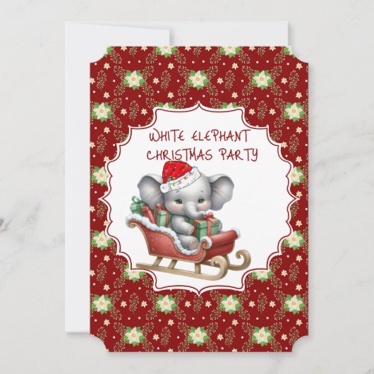 Witte olifant kerstfeest uitnodiging (Voorkant)