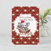 Witte olifant kerstfeest uitnodiging (Staand voorkant)