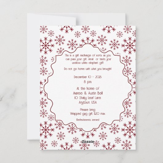 Witte olifant kerstfeest uitnodiging (Achterkant)