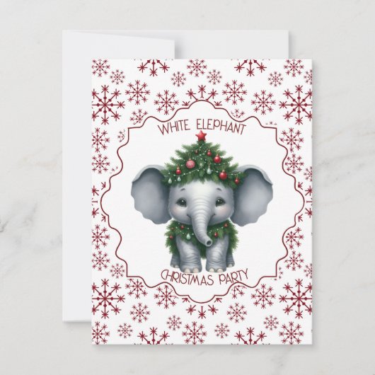 Witte olifant kerstfeest uitnodiging (Voorkant)