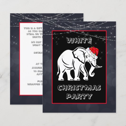 Witte Olifant Kerstfeest Uitnodiging (Voorkant / Achterkant)