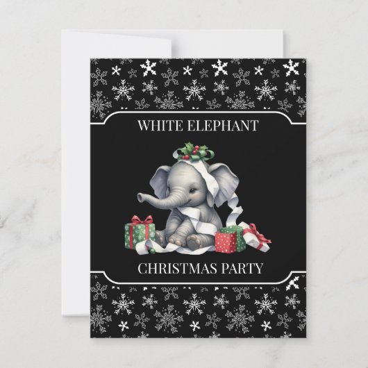 Witte olifant kerstfeest uitnodiging (Voorkant)