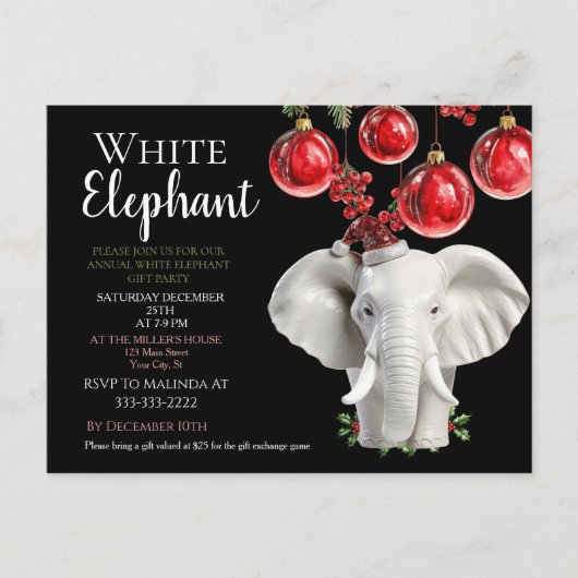 Witte Olifant Kerstfeest voor kinderen Briefkaart (Voorkant)