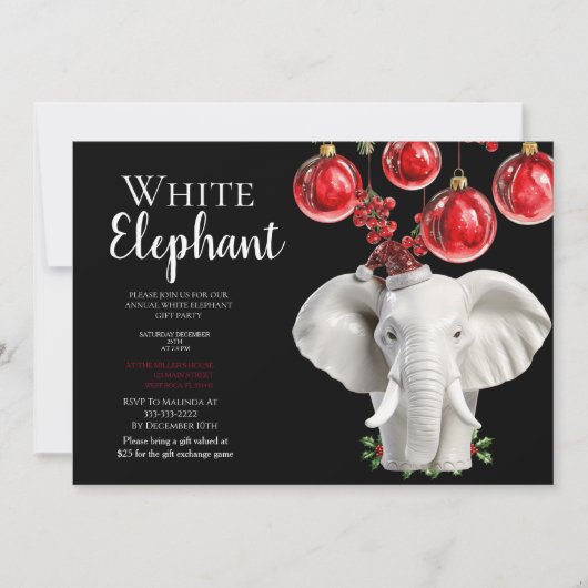 Witte Olifant Kerstfeest voor kinderen Kaart (Voorkant)