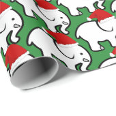 Witte Olifant Kerstman Hoed Inpakpapier Rol (Rol Hoek)