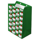 Witte Olifant Kerstman Hoed Medium Cadeauzakje (Achterkant Gekanteld)