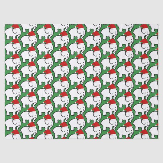 Witte Olifant Kerstman Hoed Tissuepapier (Voorkant)
