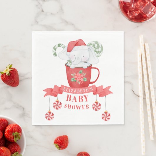 Witte Olifant Kerstmis | BABY SHOWER Servet (Insitu)