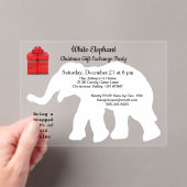 Witte Olifant Kerstmis Diamant Patroon Terug Acryl Uitnodigingen (Insitu (Draagbaar))