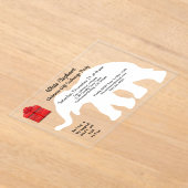 Witte Olifant Kerstmis Diamant Patroon Terug Acryl Uitnodigingen (Laagn)