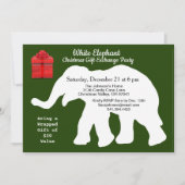 Witte Olifant Kerstmis Diamant Patroon Terug Kaart (Voorkant)
