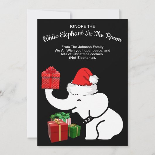 Witte Olifant Kerstmis Familie Groet Feestdagenkaart (Voorkant)