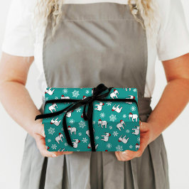 Witte Olifant Kerstmis (Turquoise) Inpakpapier