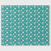 Witte Olifant Kerstmis (Turquoise) Inpakpapier (Vlak)