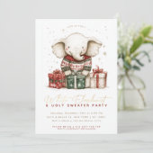 Witte Olifant Lelijke Trui Feest Kaart (Staand voorkant)