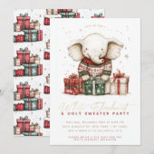 Witte Olifant Lelijke Trui Feest Kaart (Voorkant / Achterkant)