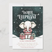 Witte Olifant Lelijke Trui Feest Uitnodiging (Voorkant)