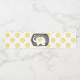 Witte Olifant Meisje Dot Baby shower Waterfles Etiket