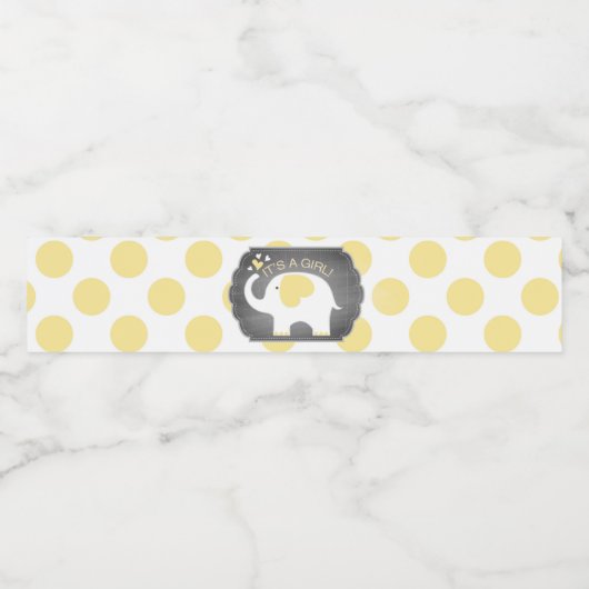 Witte Olifant Meisje Dot Baby shower Waterfles Etiket (Enkel label)