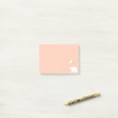 Witte Olifant met Ballonnen op Koraal Roze Post-it® Notes (Op bureau)