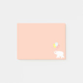 Witte olifant met ballonnen op koraalroze post-it® notes (Voorkant)
