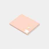 Witte olifant met ballonnen op koraalroze post-it® notes (Schuin)