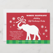 Witte olifant met Boog Gift Exchange Party Kaart (Voorkant)