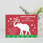 Witte olifant met Boog Gift Exchange Party Kaart (Staand voorkant)