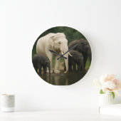 Witte olifant met familie grote klok (Huis)