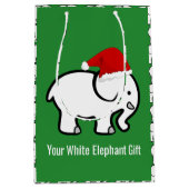 Witte Olifant met Kerstman Hoed Design Cadeautas (Voorkant)