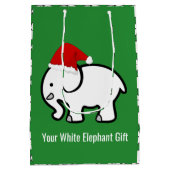 Witte Olifant met Kerstman Hoed Design Cadeautas (Achterkant)