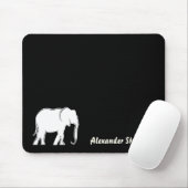 Witte olifant Minimale zwarte monogrammen Muismat (Met muis)