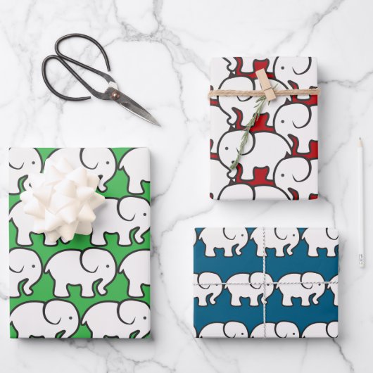 Witte Olifant Ontwerp Inpakpapier Vel (Voorkant)
