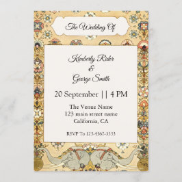 Witte Olifant op Indisch kader Trouwkaart Kaart