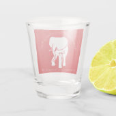 Witte olifant op rode achtergrond aangepaste tekst shot glas (Achterkant)