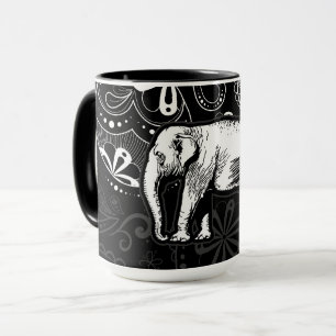 Witte Olifant Paisley Ontwerp Mok