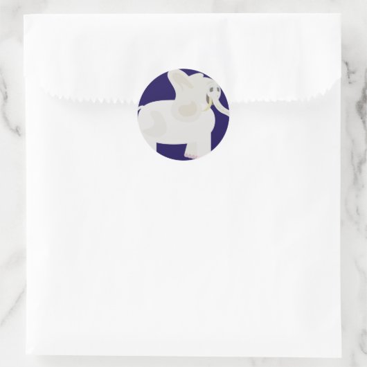 Witte olifant ronde sticker (Tas)