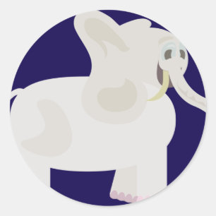 Witte olifant ronde sticker