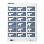Witte Olifant Silhouet Blauwe Retouradres Etiket (Full Sheet)