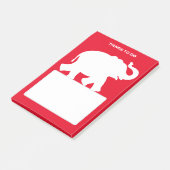 Witte Olifant Silhouet op Rode Taken Post-it® Notes (Schuin)