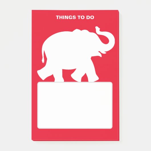 Witte Olifant Silhouet op Rode Taken Post-it® Notes (Voorkant)