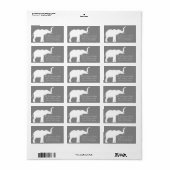 Witte Olifant Silhouet Retouradres Etiket (Full Sheet)