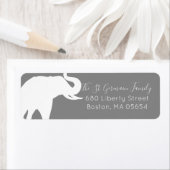 Witte Olifant Silhouet Retouradres Etiket (Insitu)