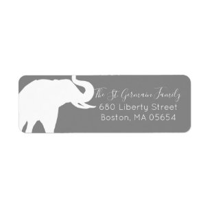 Witte Olifant Silhouet Retouradres Etiket