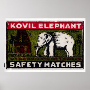 Witte Olifant Tempel Matchbox Kunstprint, Indiaas Poster