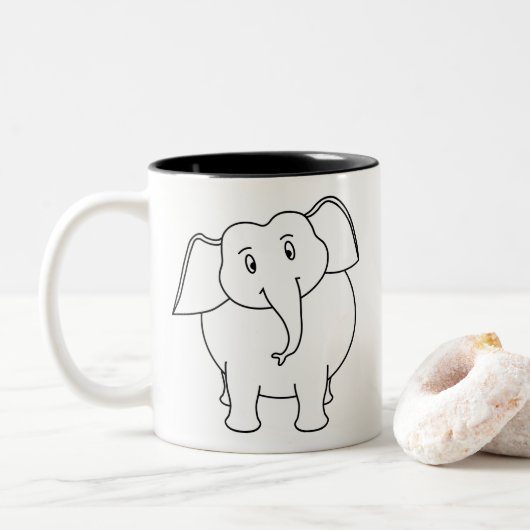 Witte olifant. tweekleurige koffiemok (Met donut)