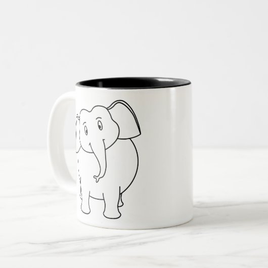 Witte olifant. tweekleurige koffiemok (Voorkant links)