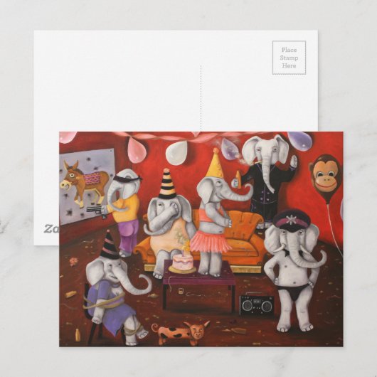 Witte olifant uitnodiging briefkaart (Voorkant / Achterkant)